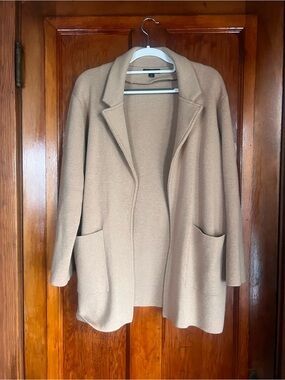 J Crew size large Camel Open-Front Knit Cardigan Sweater